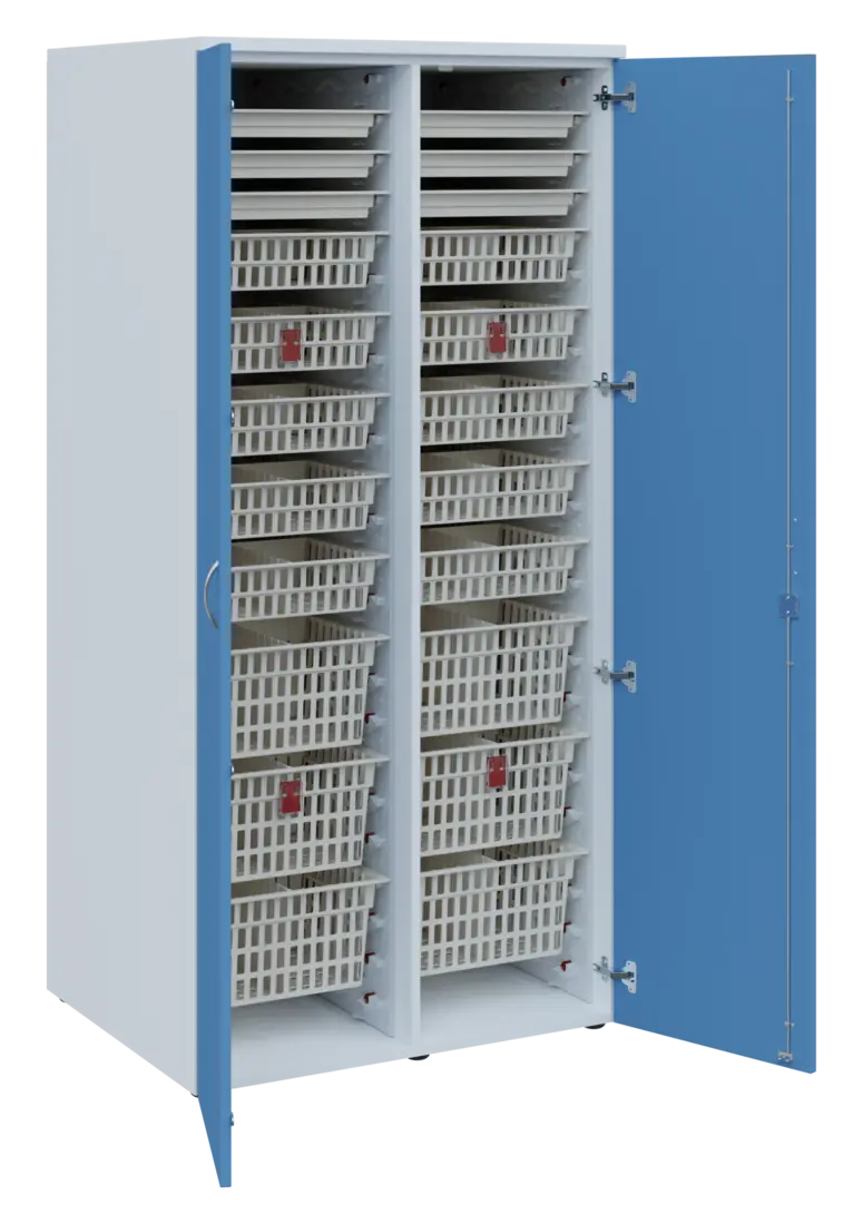 EUROMEDICA D - 90 ABS skříň léková boxová, 2-dveřová, 1950x900x735, korpus bílý, dvířka pastelově mo